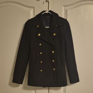 Zara Girl's  Navy Blue  Peacoat with Gold Accents